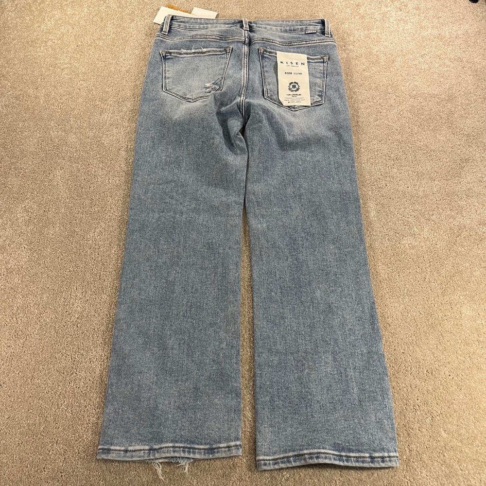 Risen Jeans Straight Leg Womens 11/30 Medium Wash NEW Tummy Control Distressed - Picture 10 of 12